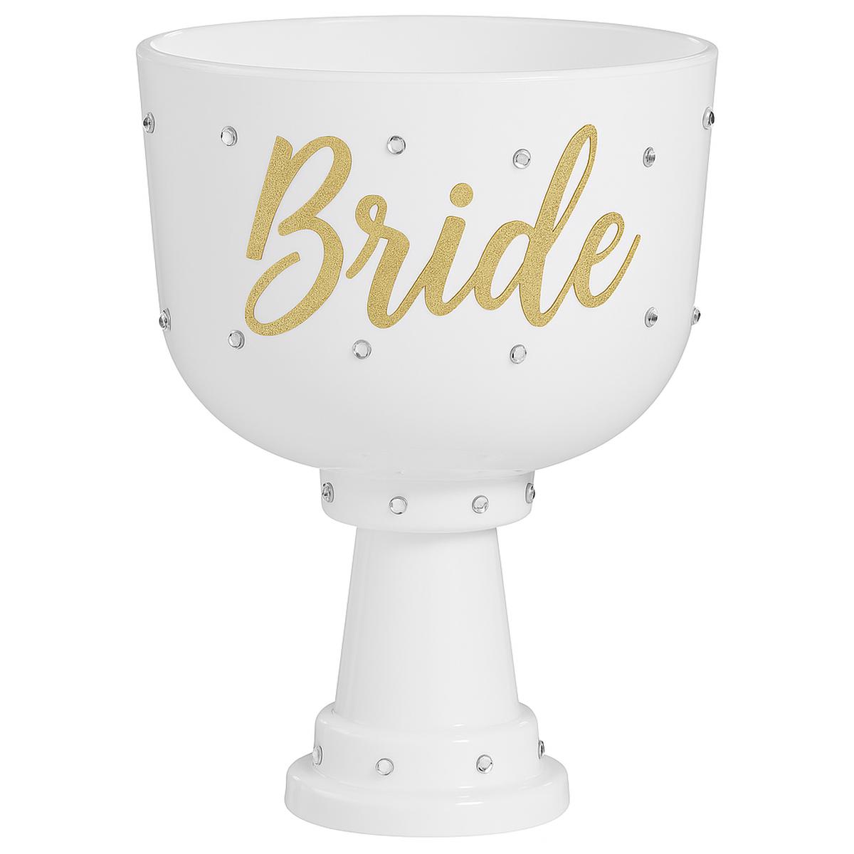 "Bride" Gemstone-Accented Goblet Cup, White, 26 oz