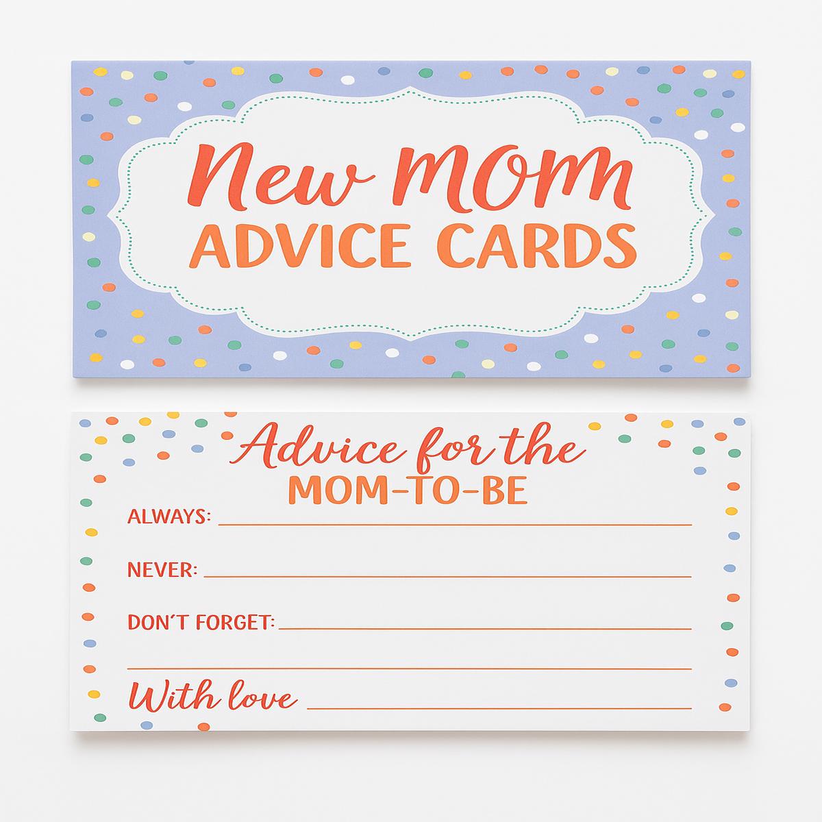 "New Mom" Advice Cards - Pastel Polka Dot Design, 24-Pack
